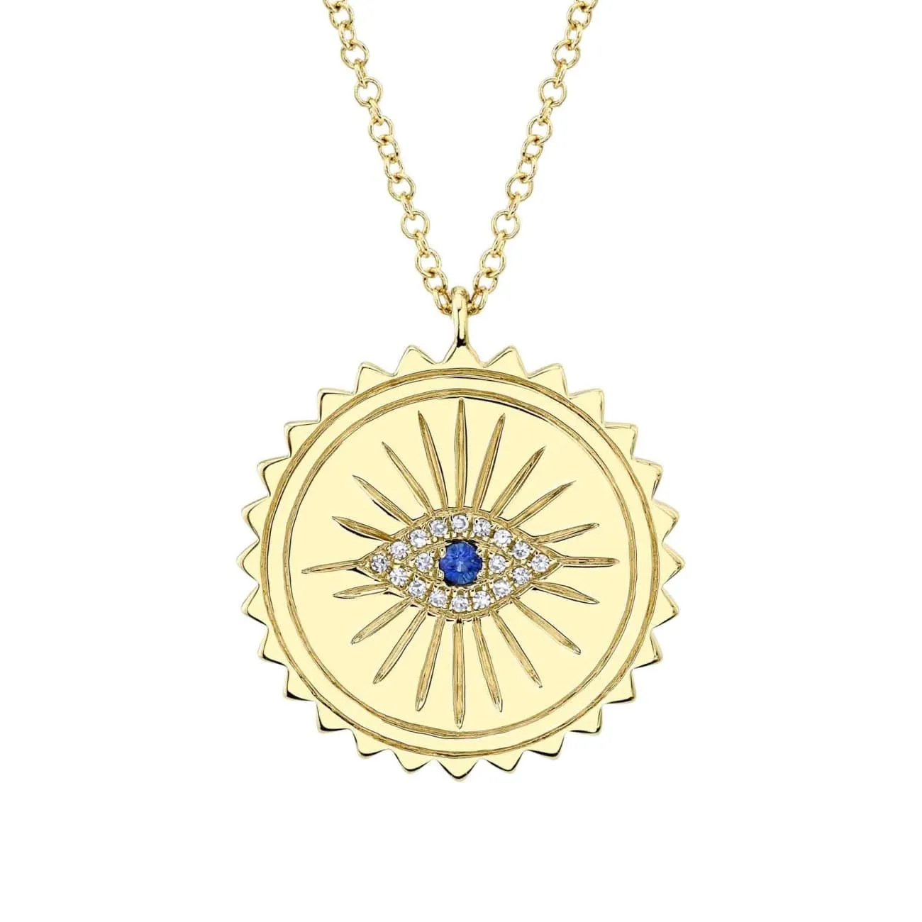 0.04CT DIAMOND & 0.04CT BLUE SAPPHIRE EYE NECKLACE