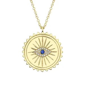0.04CT DIAMOND & 0.04CT BLUE SAPPHIRE EYE NECKLACE
