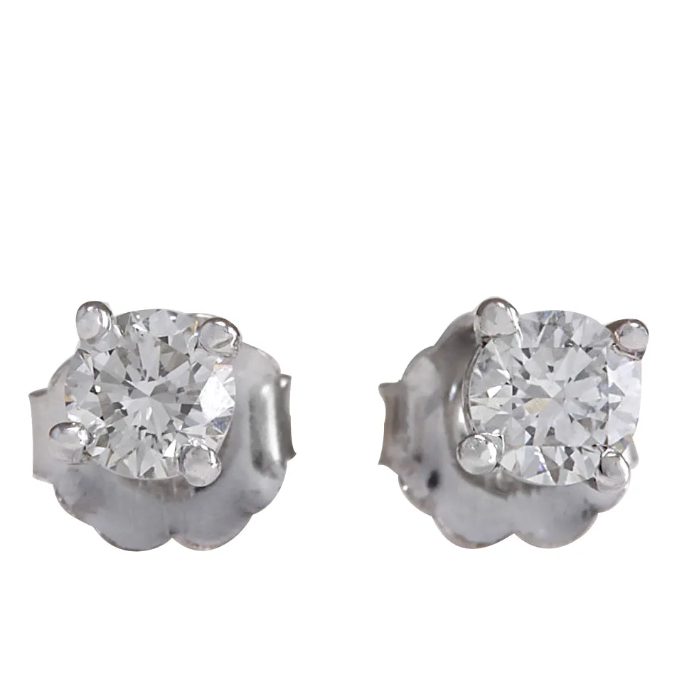 0.45 Carat Natural Diamond 14K White Gold Earrings