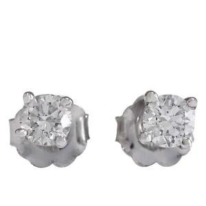 0.45 Carat Natural Diamond 14K White Gold Earrings