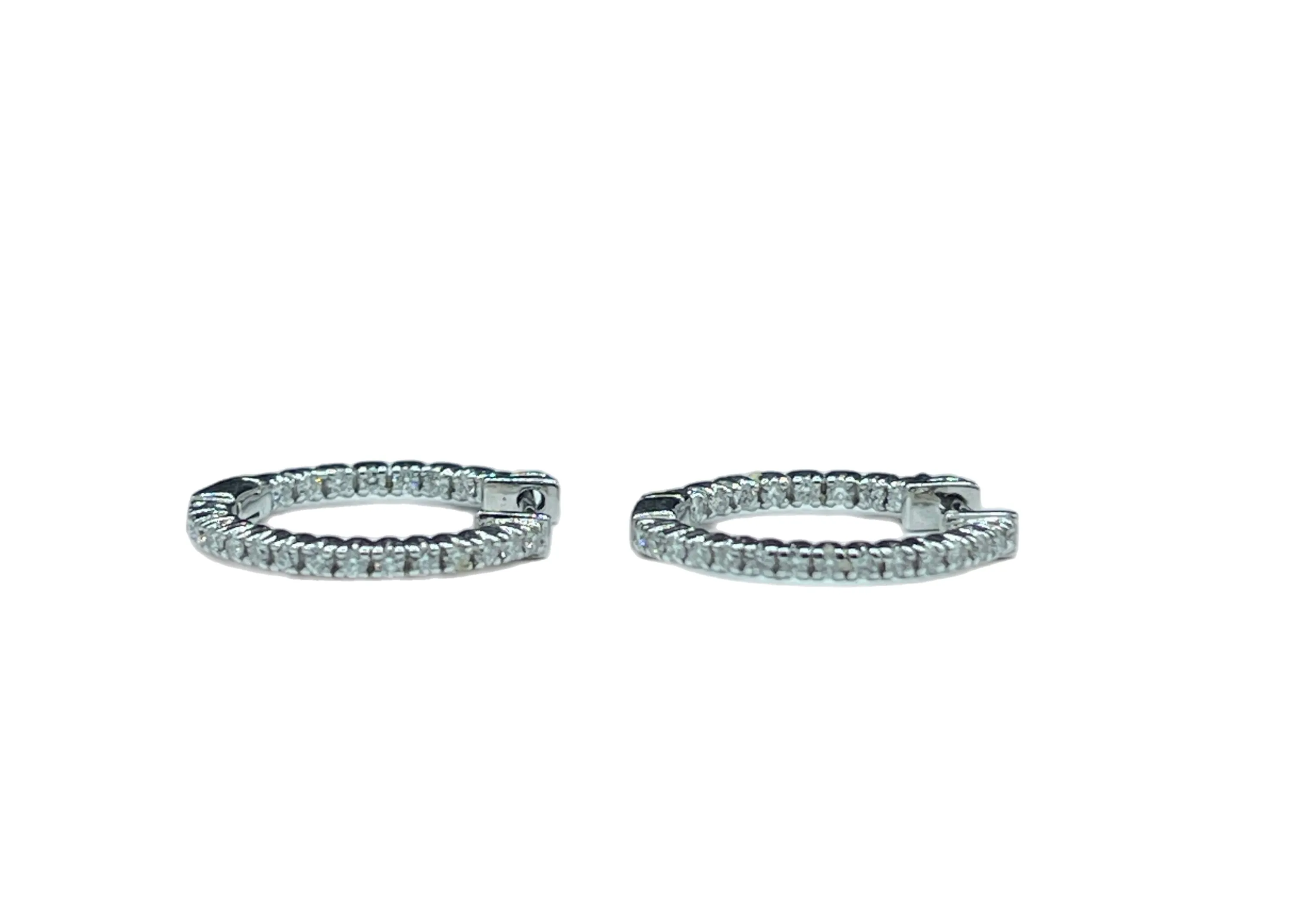 0.45 Carat Natural Diamond 18k White Gold Hoop Earrings