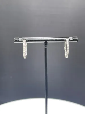 0.45 Carat Natural Diamond 18k White Gold Hoop Earrings