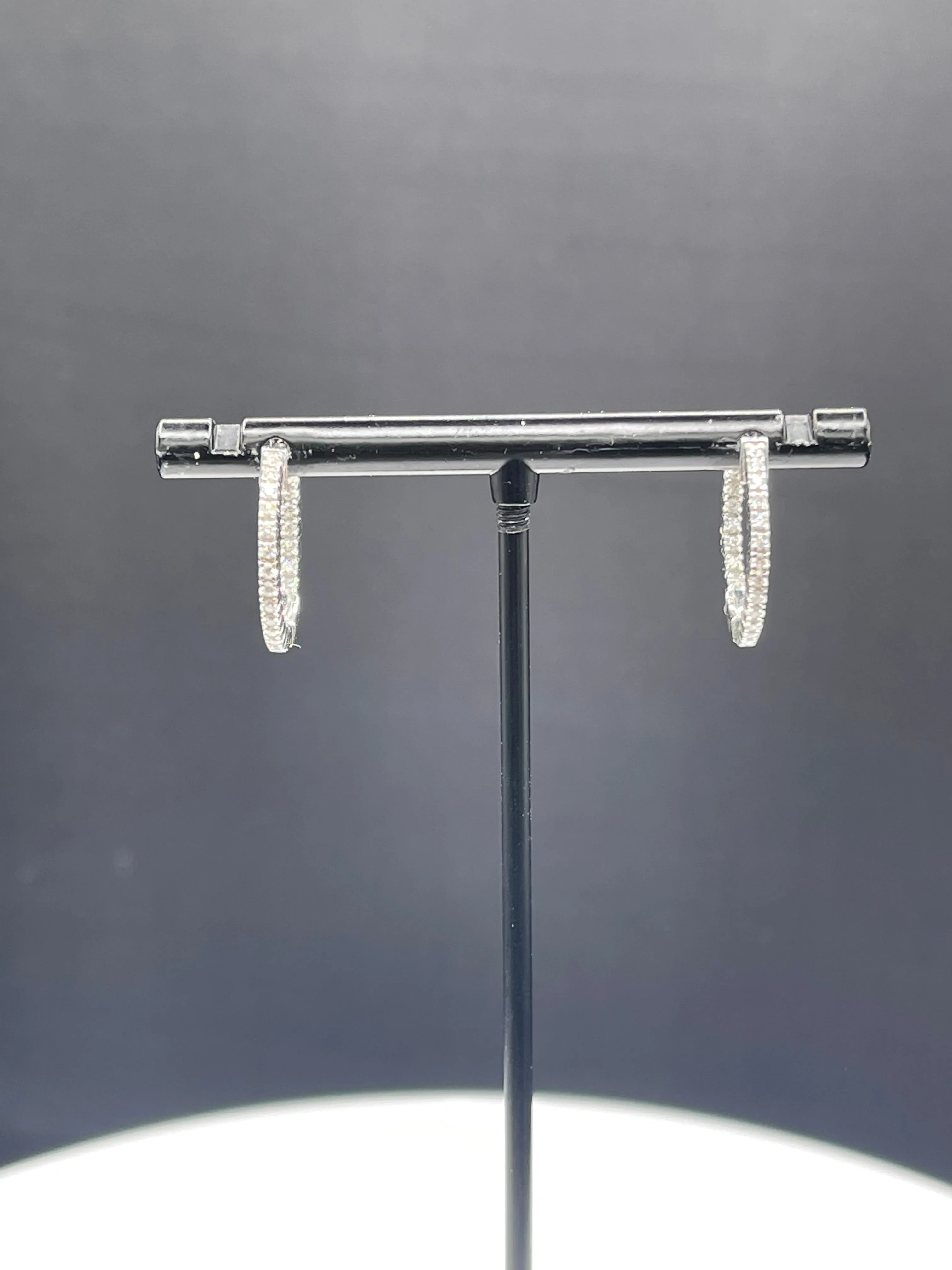 0.45 Carat Natural Diamond 18k White Gold Hoop Earrings