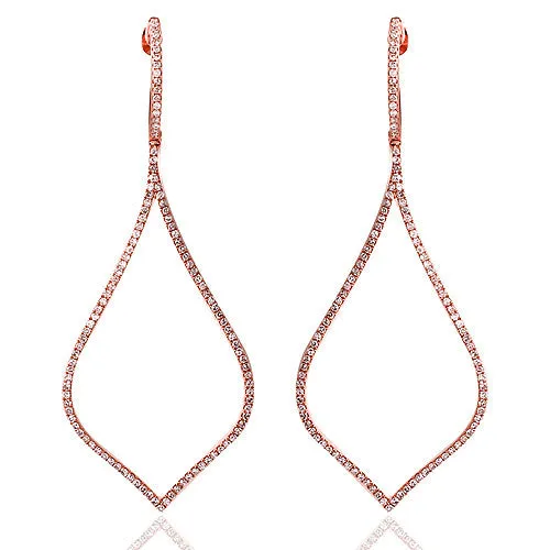 0.64ct Round Diamond Dangling Earrings in 18k Rose Gold