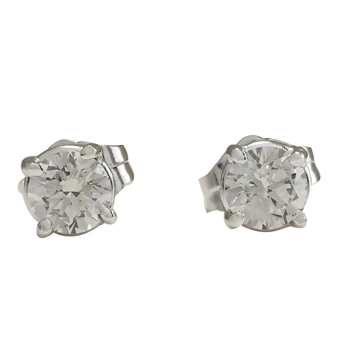 0.68 Carat Natural Diamond 14K White Gold Earrings