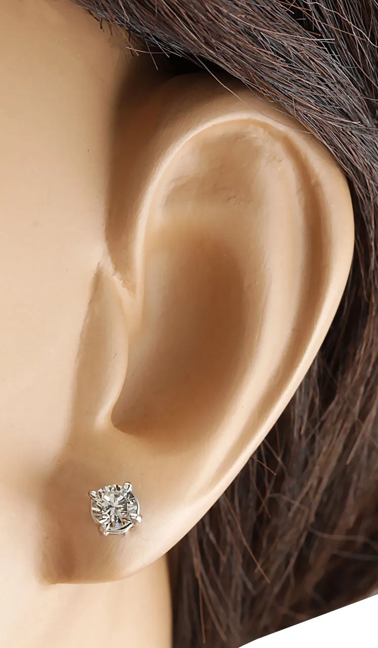 0.68 Carat Natural Diamond 14K White Gold Earrings