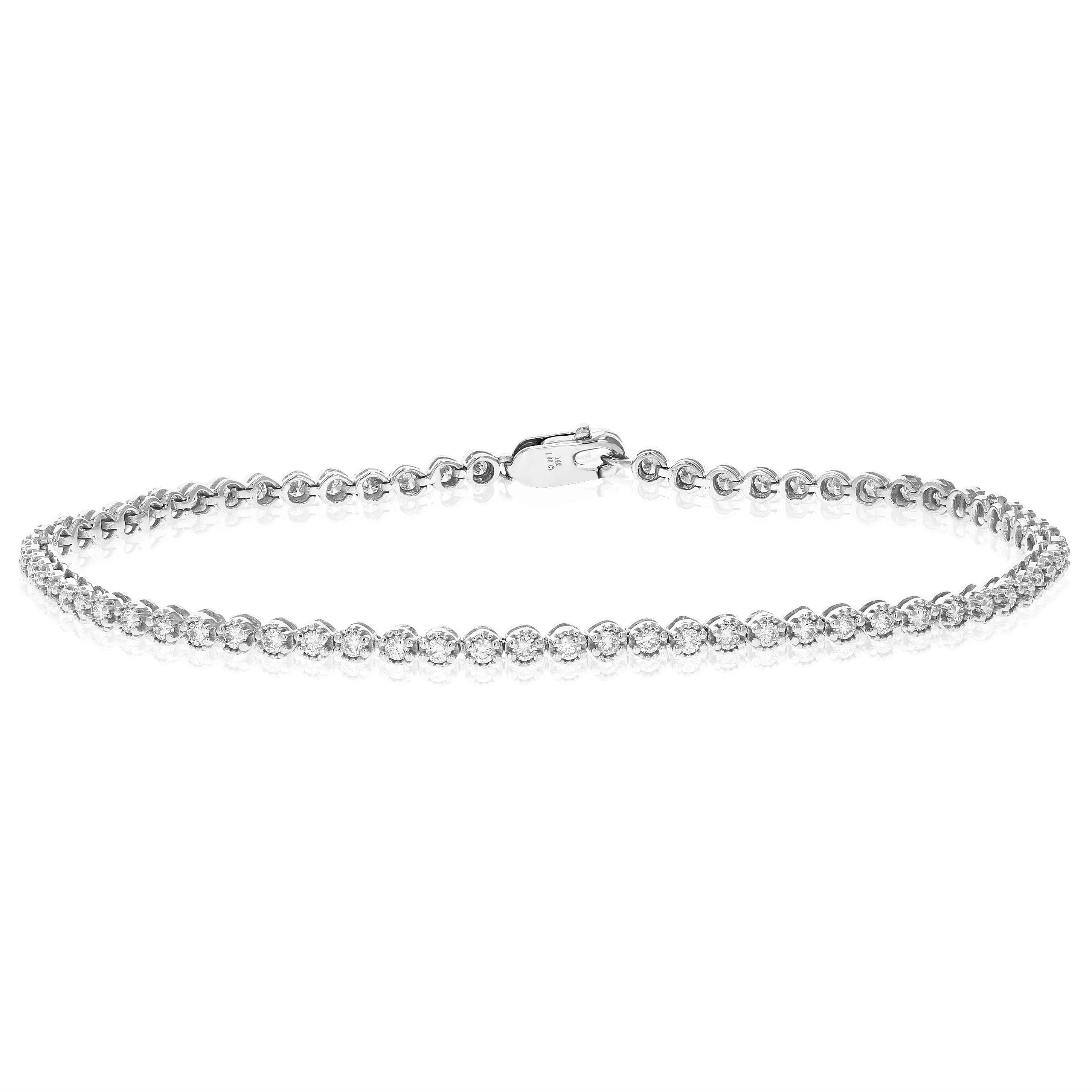 1 cttw Diamond Classic Tennis Bracelets in 14K White Gold