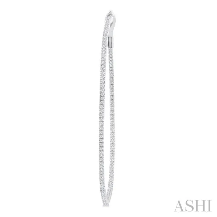 1 ctw Inside & Outside Round Cut Diamond Hoop Earring in 14K White Gold