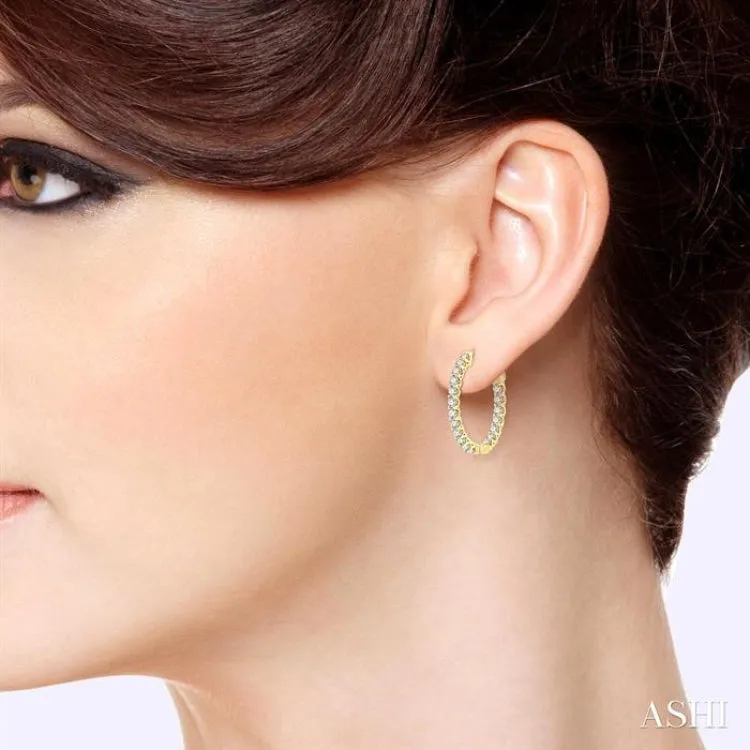 1 ctw Inside-Out Round Cut Diamond Hoop Earrings in 14K Yellow Gold