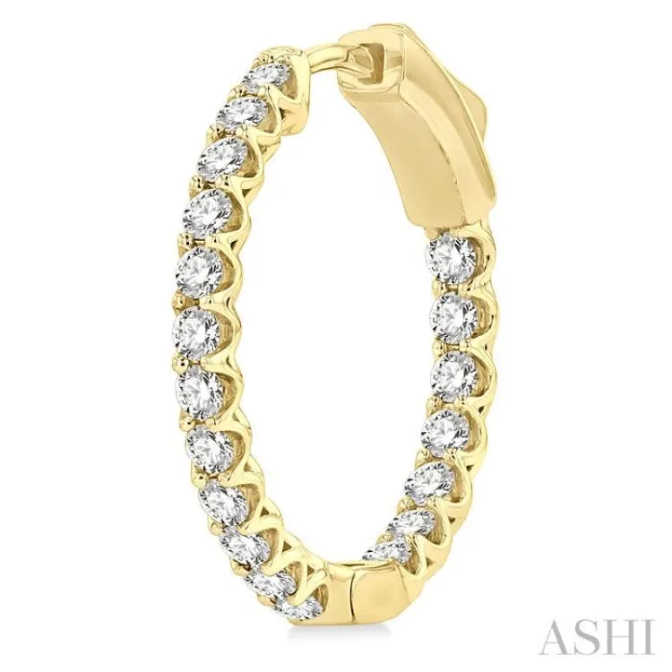 1 ctw Inside-Out Round Cut Diamond Hoop Earrings in 14K Yellow Gold