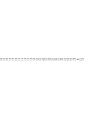 10, 14 Karat White Gold Flat Anchor Link 2.6 mm Italian Bracelet