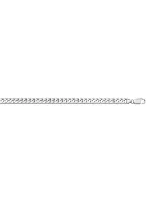 10, 14 Karat White Gold Flat Beveled Link Curb 3.3 mm Italian Bracelet