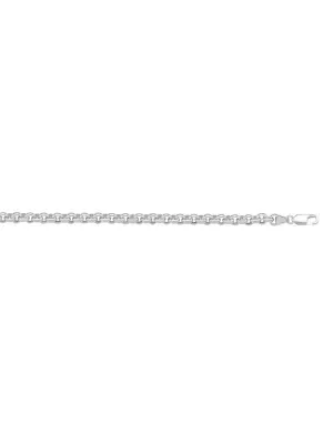 10, 14 Karat White Gold Hollow Rolo 3.8 mm Italian Bracelet