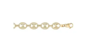 10, 14 Karat Yellow Gold Hollow Puffed Anchor 11.0 mm Italian Bracelet