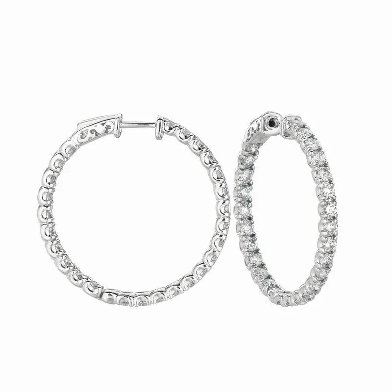 10 POINTER HOOP EARRINGS/PATENTED SNAP LOCK 14K GOLD (5.04 CTW)