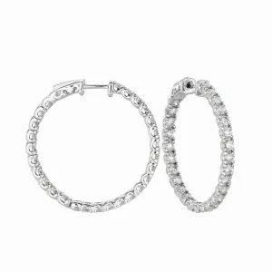 10 POINTER HOOP EARRINGS/PATENTED SNAP LOCK 14K GOLD (5.04 CTW)