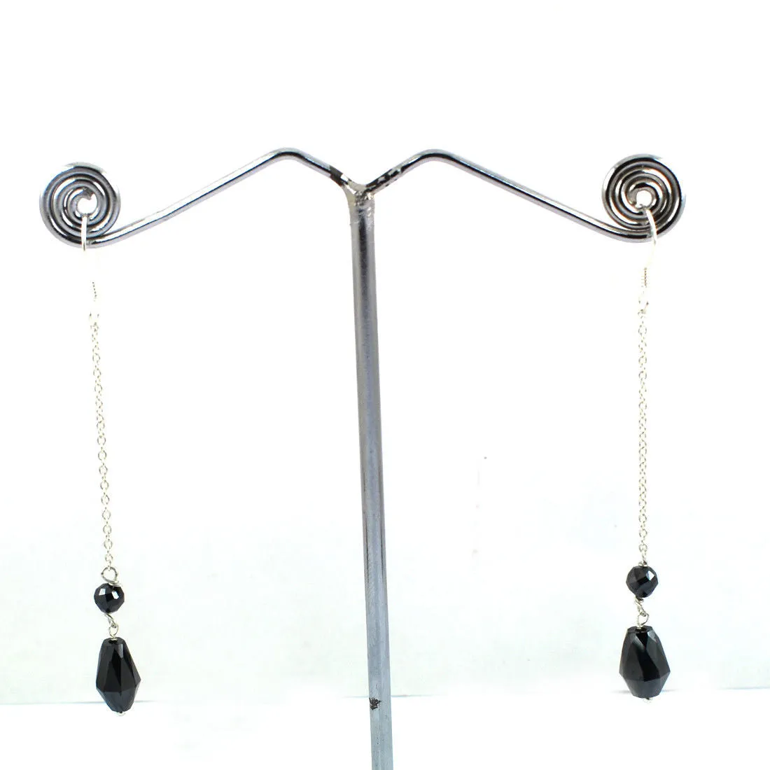 10.00 Ct Certified Black Diamond Dangler Drop Earring In 925 Silver- Great Style & Luster