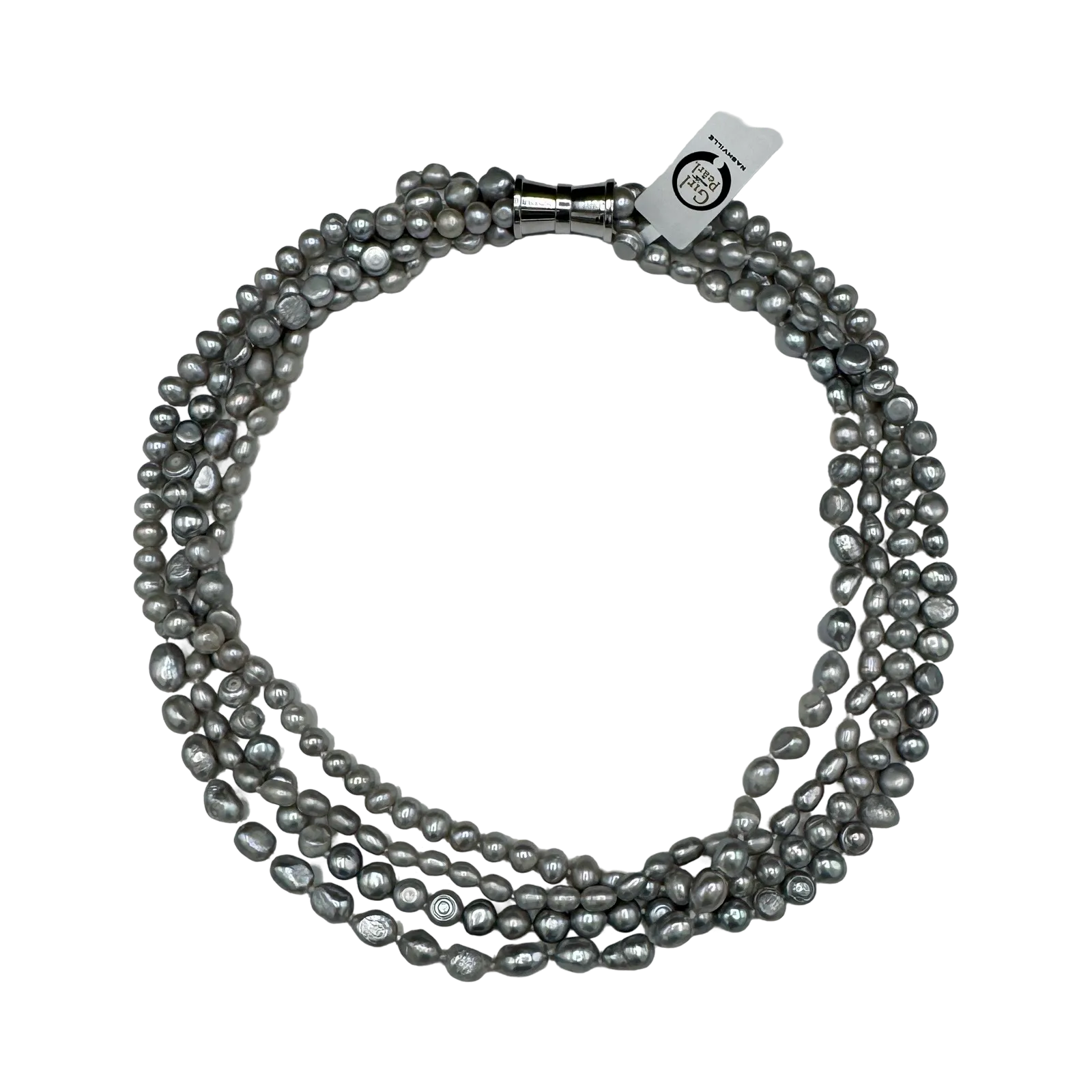 104-07 | GRAY 4-STRAND BAROQUE MIX PEARL NECKLACE