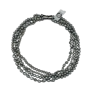 104-07 | GRAY 4-STRAND BAROQUE MIX PEARL NECKLACE