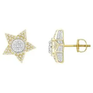 10K 0.75ct Diamond Cluster-Star Earrings