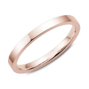 (10K, 14K, 18K) Rose Gold (2mm) High Polished Flat Band