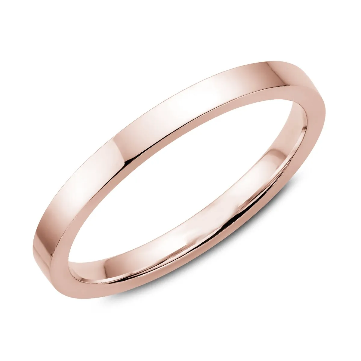 (10K, 14K, 18K) Rose Gold (2mm) High Polished Flat Band
