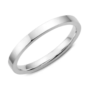 (10K, 14K, 18K) White Gold (2mm) High Polished Flat Band