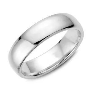 (10K, 14K, 18K) White Gold (6mm) Dome Band