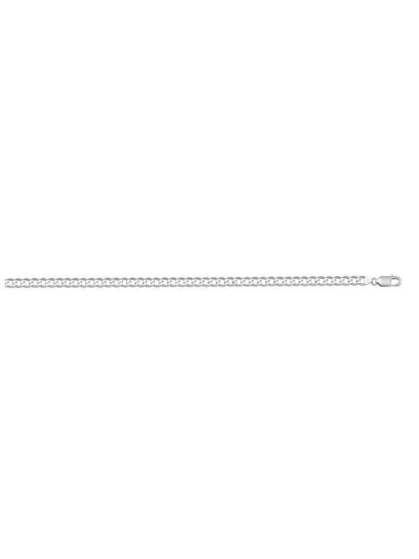 10k, 14k White Gold Open Link Curb 2.4 mm Italian Bracelet