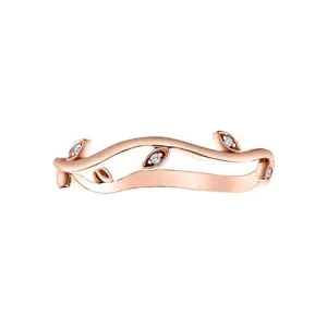 10K Rose Gold (0.07ct) Diamond Stacklable Leaf Band