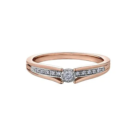10K Rose Gold (0.10ct) Diamond Illusion Setting Ring