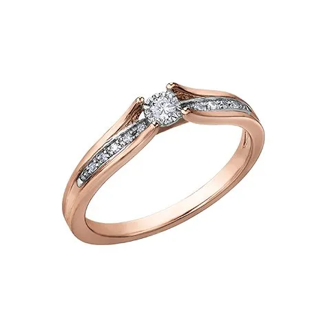 10K Rose Gold (0.10ct) Diamond Illusion Setting Ring