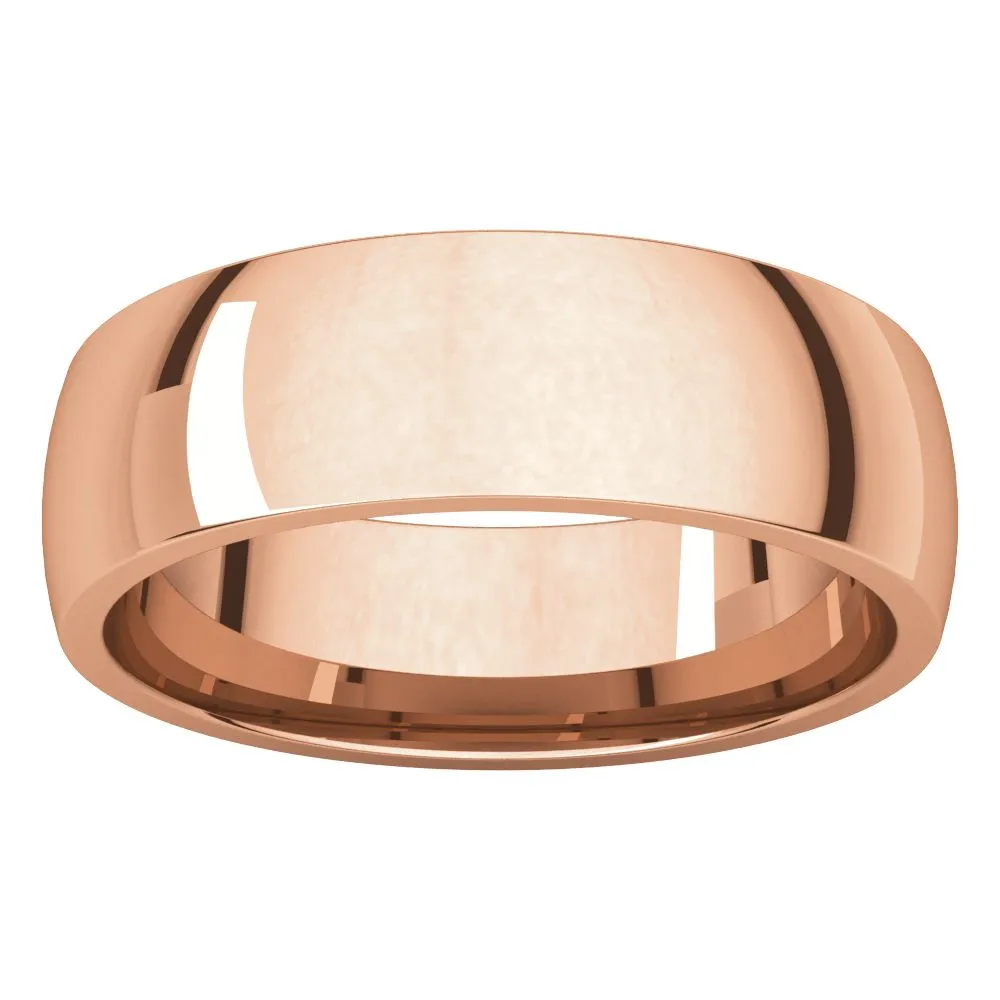 10k Rose Gold 6mm Light Comfort Fit Band, Size 8