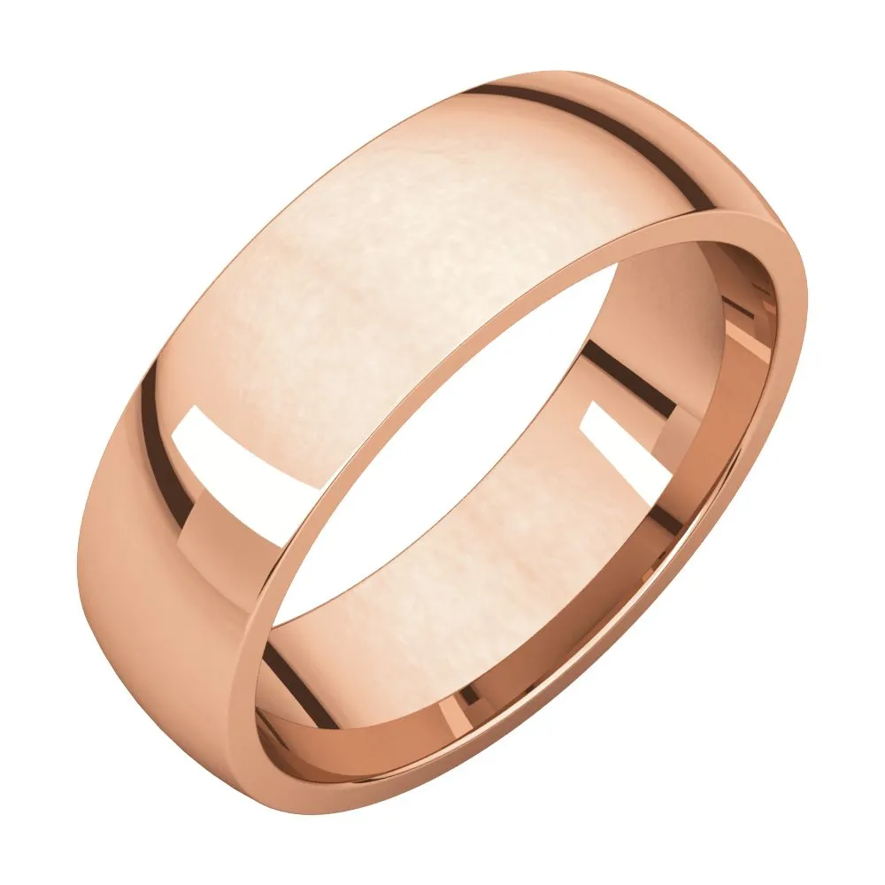 10k Rose Gold 6mm Light Comfort Fit Band, Size 8