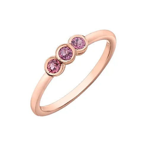 10K Rose Gold Three Stone Rhodalite Garnet Ring