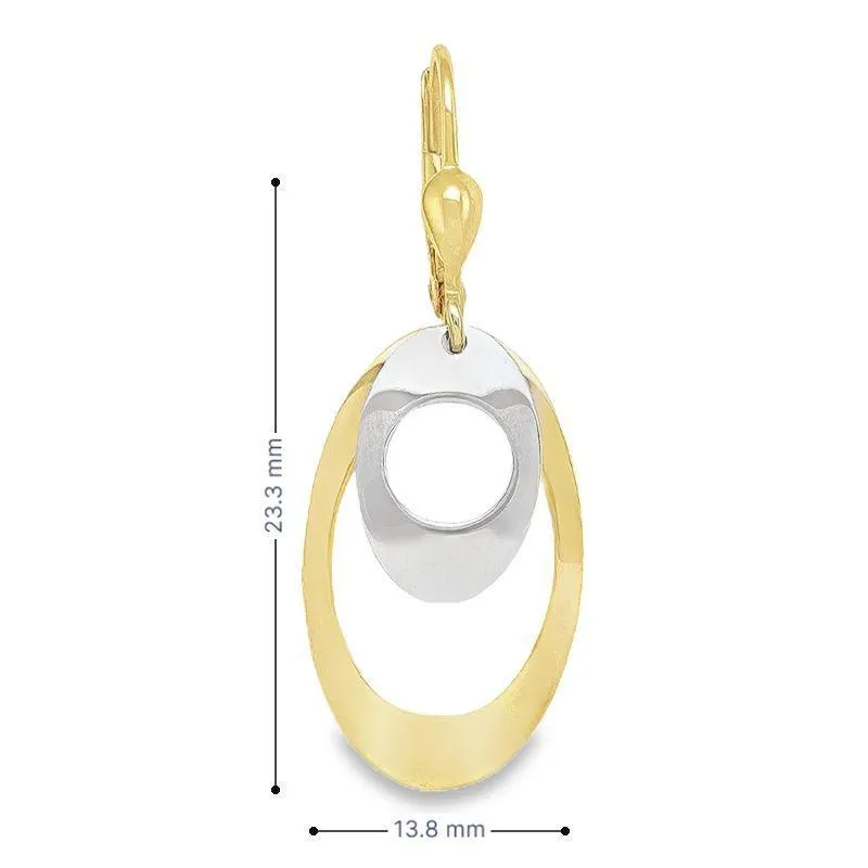 10K Two-Tone Gold Oval Fancy Drop Earrings