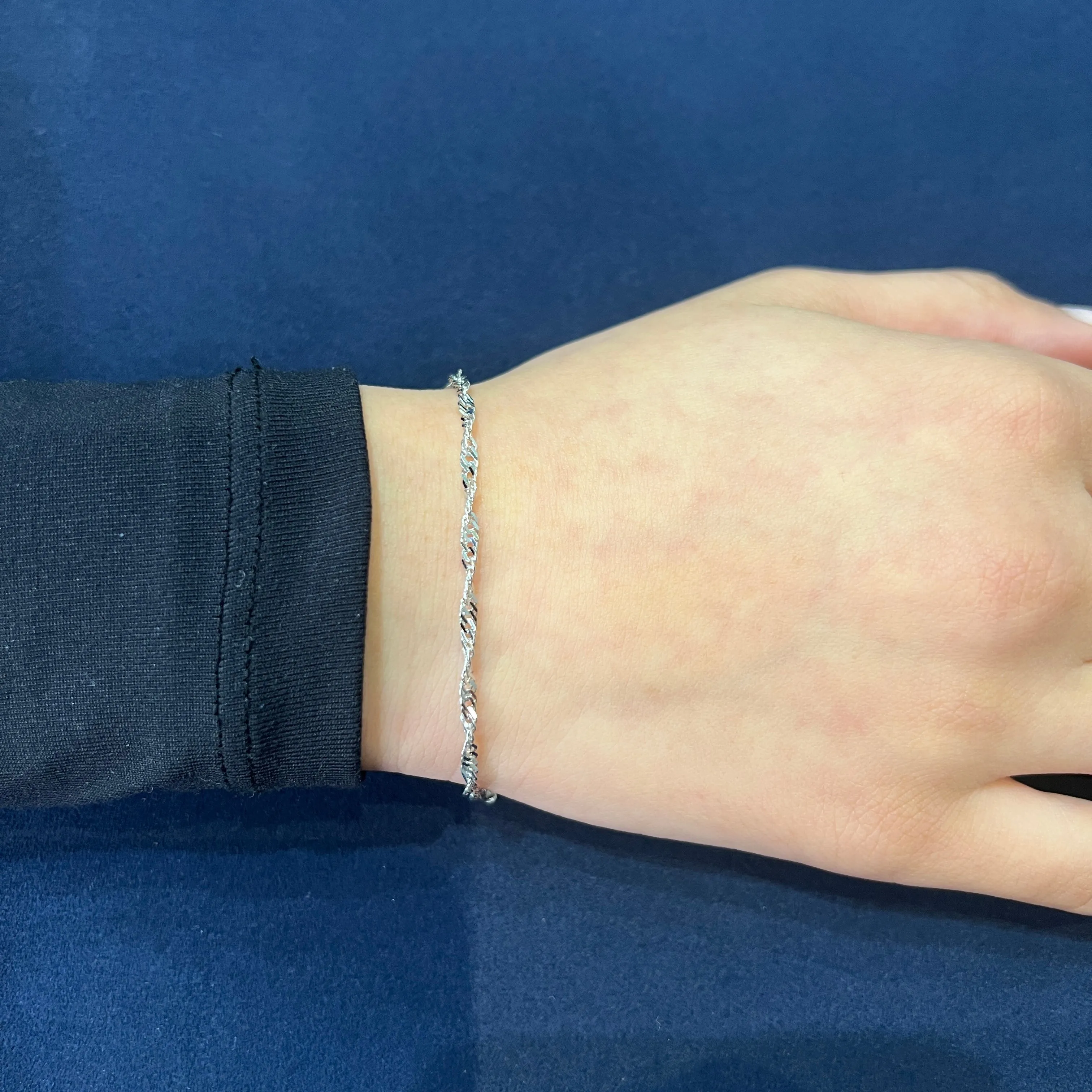 10K White Gold (2.3mm) Singapore Bracelet 7"