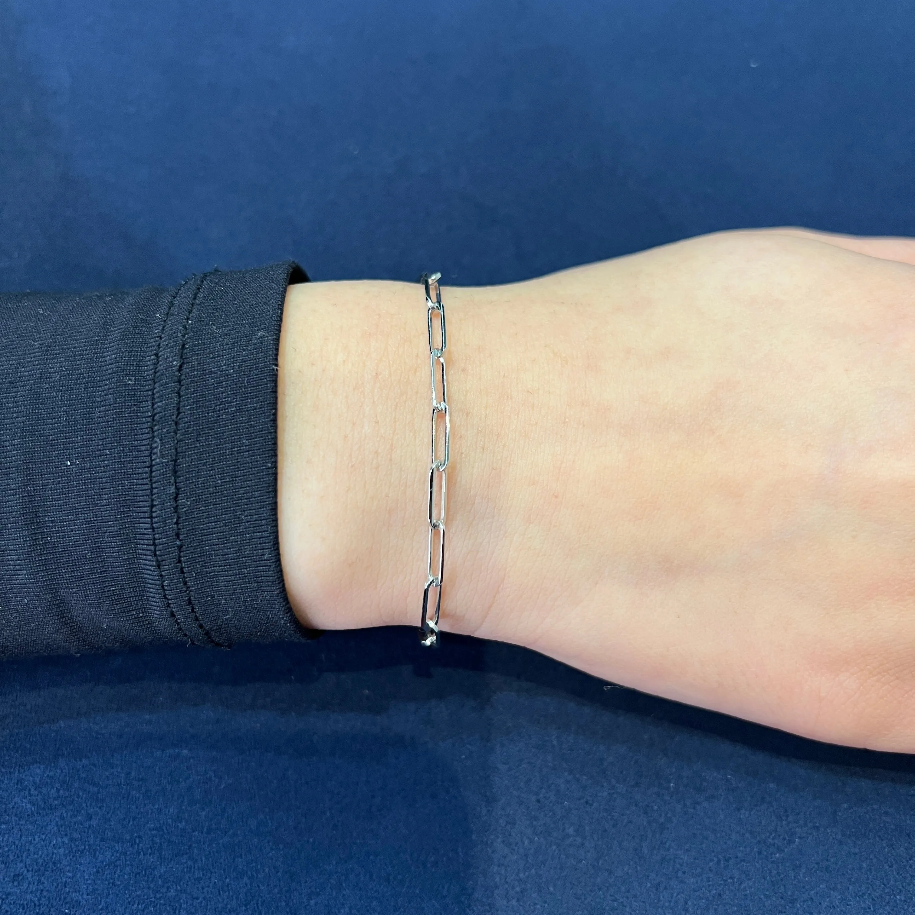 10K White Gold (3.0mm) Paperclip Bracelet 7.5"