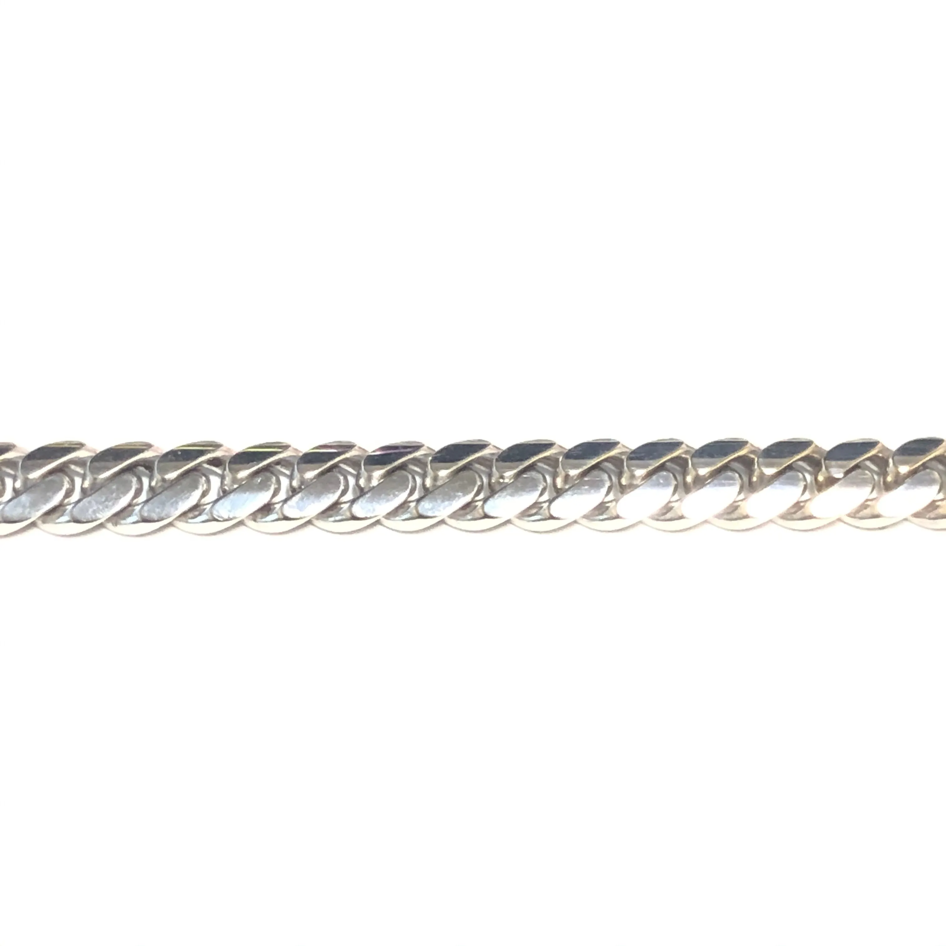 10K White Gold (6.3mm) Solid Ladies Curb Bracelet 7.25"