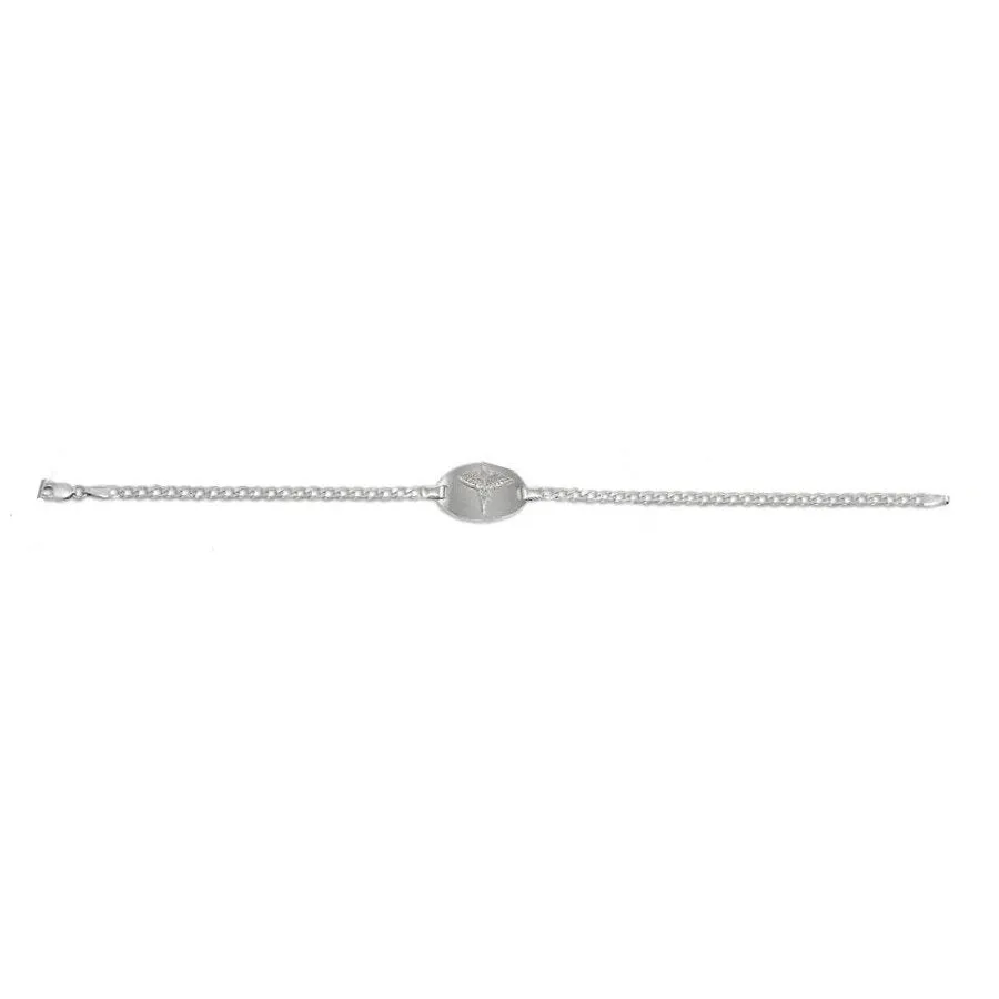 10K White Gold Medical ID Ladies (3mm) Link Bracelet