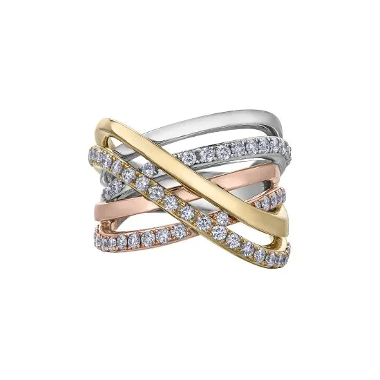 10K White, Rose and Yellow Gold (1.00ct) Diamond Fancy Ring