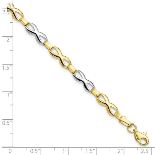 10K Yellow and White Gold Polished Bracelet 7.5"