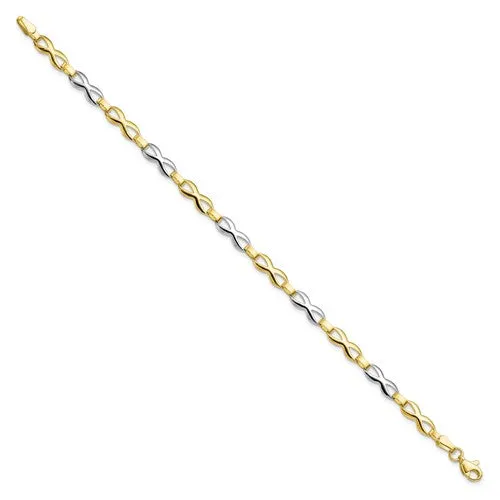 10K Yellow and White Gold Polished Bracelet 7.5"