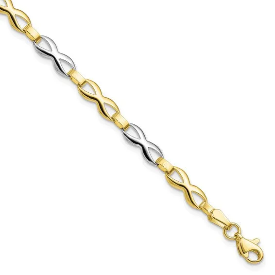 10K Yellow and White Gold Polished Bracelet 7.5"