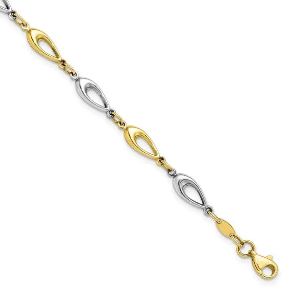 10K Yellow and White Gold Polished Bracelet