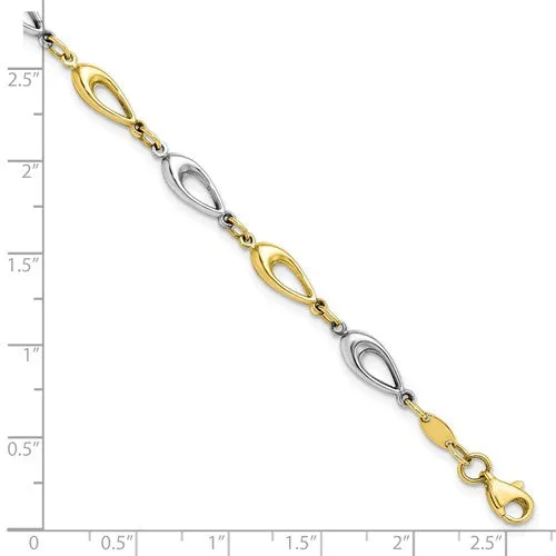 10K Yellow and White Gold Polished Bracelet