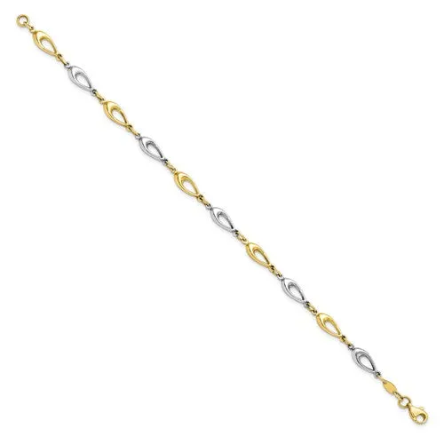 10K Yellow and White Gold Polished Bracelet