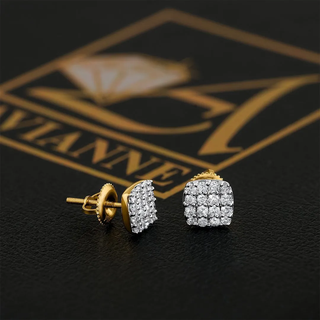 10k Yellow Gold Diamond Stud Earring 0.50 Ctw