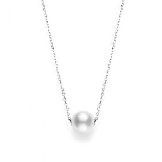10mm White South Sea Pearl Pendant Necklace in White Gold