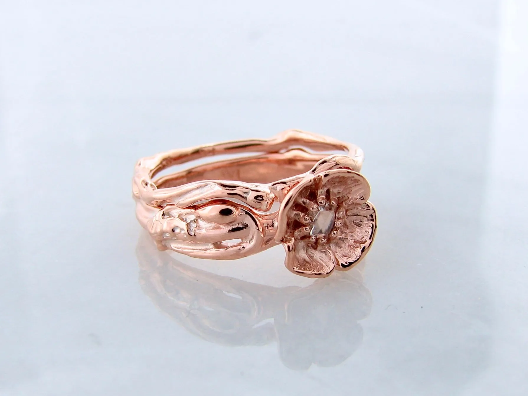 .11 rose cut dia Poppy Wedding Set